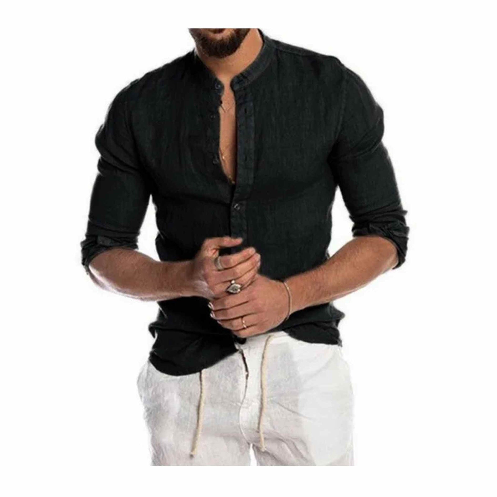 Men Linen Button Down Shirts2