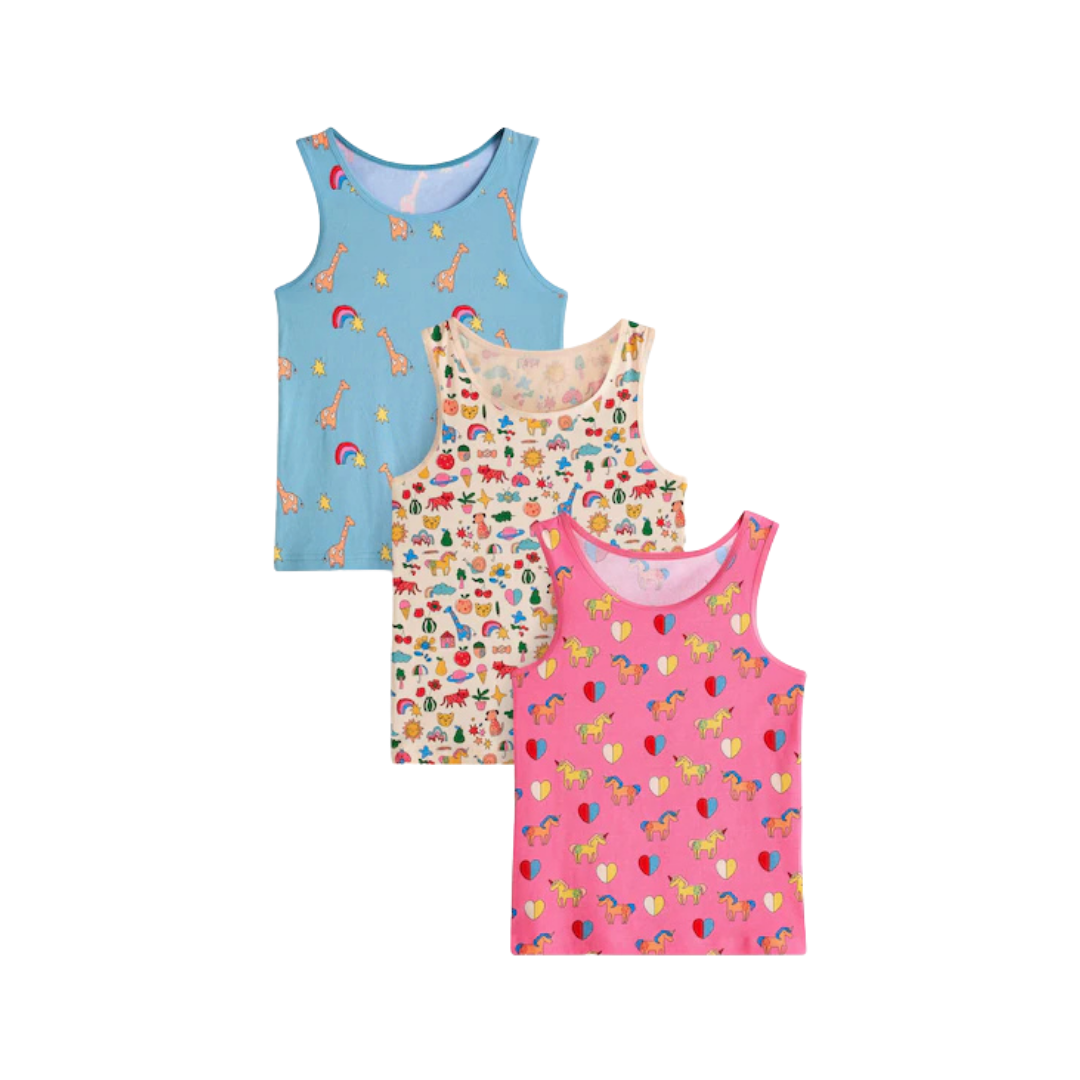 Girls sleeveless undershirts -Pack Of 3