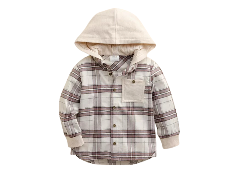 Boys Hooded Button-Down Shirt