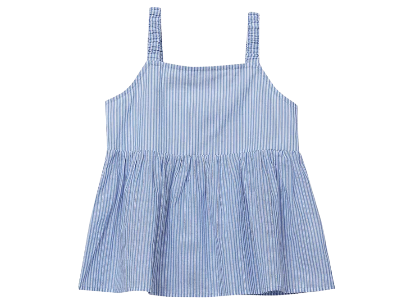 Girls’ Blue &amp; White Striped Babydoll Cami Top