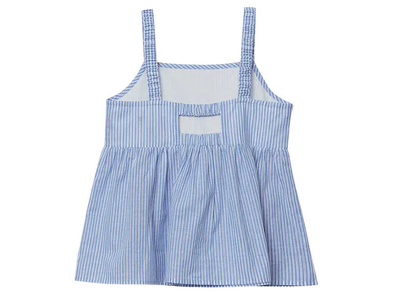 Girls’ Blue &amp; White Striped Babydoll Cami Top