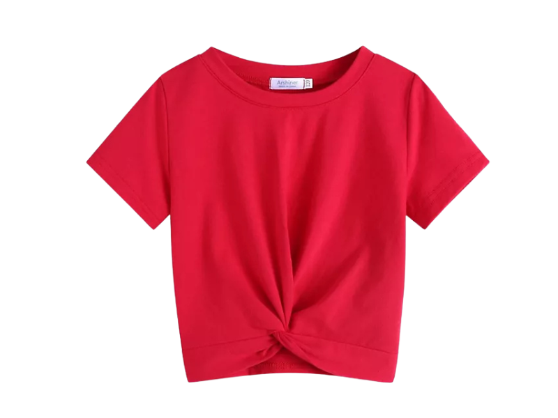 Girls’ Front Twist Short Sleeve T-Shirt
