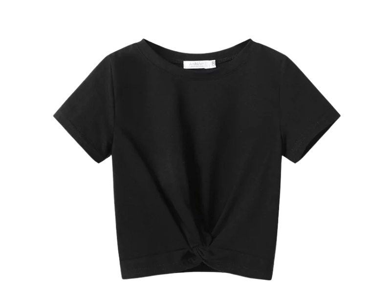 Girls’ Front Twist Short Sleeve T-Shirt