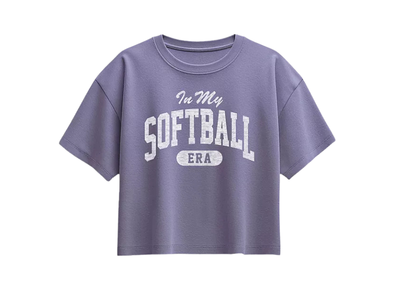 Girls’ “In My Softball Era” Graphic Crop T-Shirt