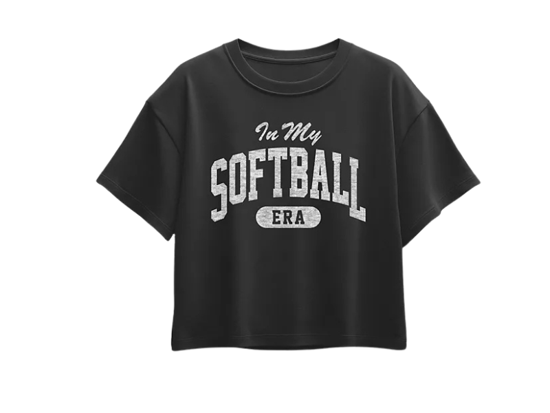 Girls’ “In My Softball Era” Graphic Crop T-Shirt