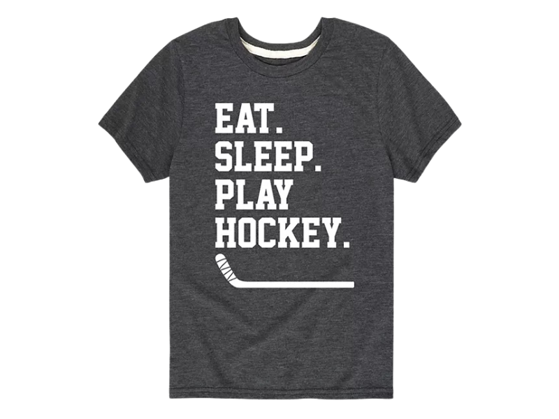 Boys’ “Eat. Sleep. Play Hockey.” Graphic T-Shirt – Short Sleeve Sports Tee