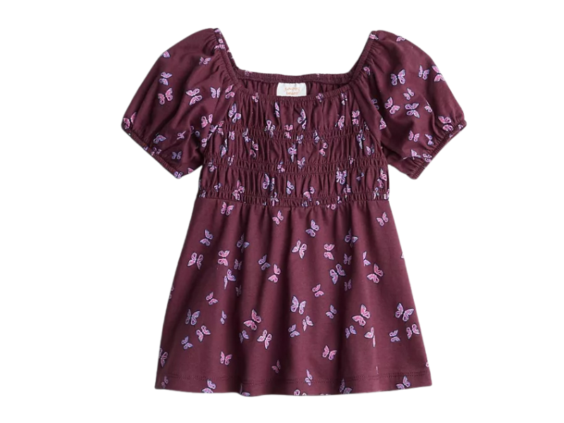 Girls Smocked Puff-Sleeve  Top