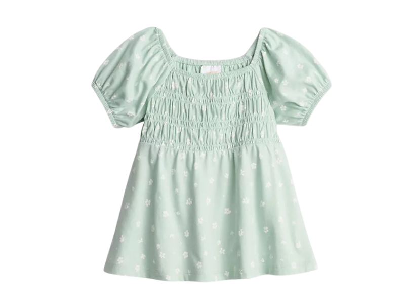 Girls Smocked Puff-Sleeve  Top