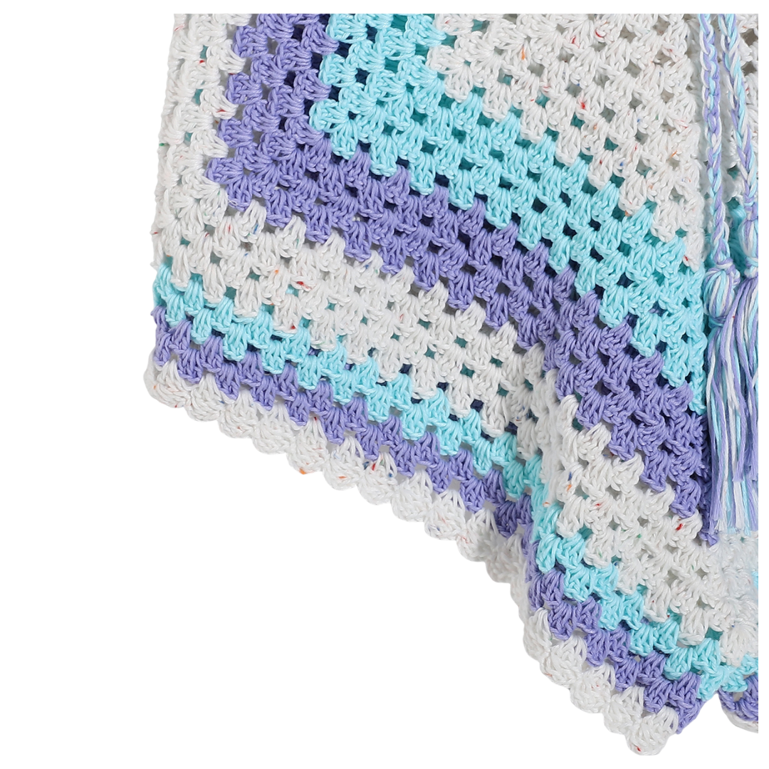 Handmade Chevron Crochet Shorts in Cream, Lavender & Aqua