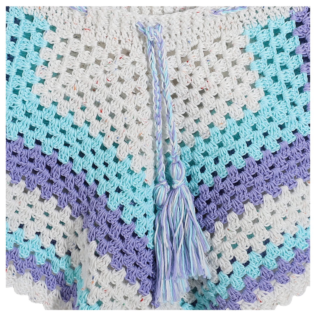 Handmade Chevron Crochet Shorts in Cream, Lavender & Aqua