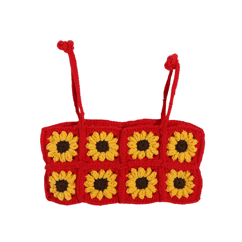 Women Handmade Sunflower Crochet Two-Piece Set