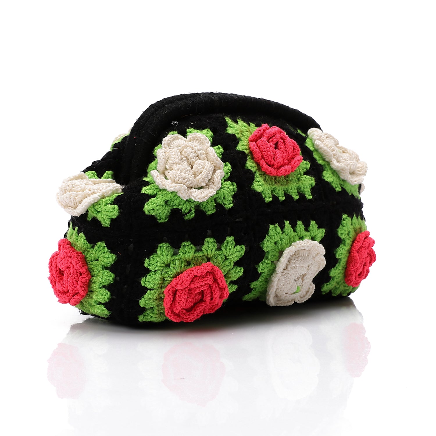 Black and red crochet clutch