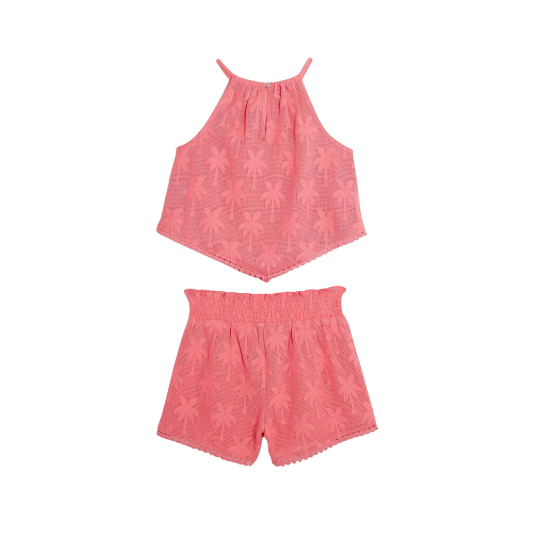 Coral pink summer outfit for girls