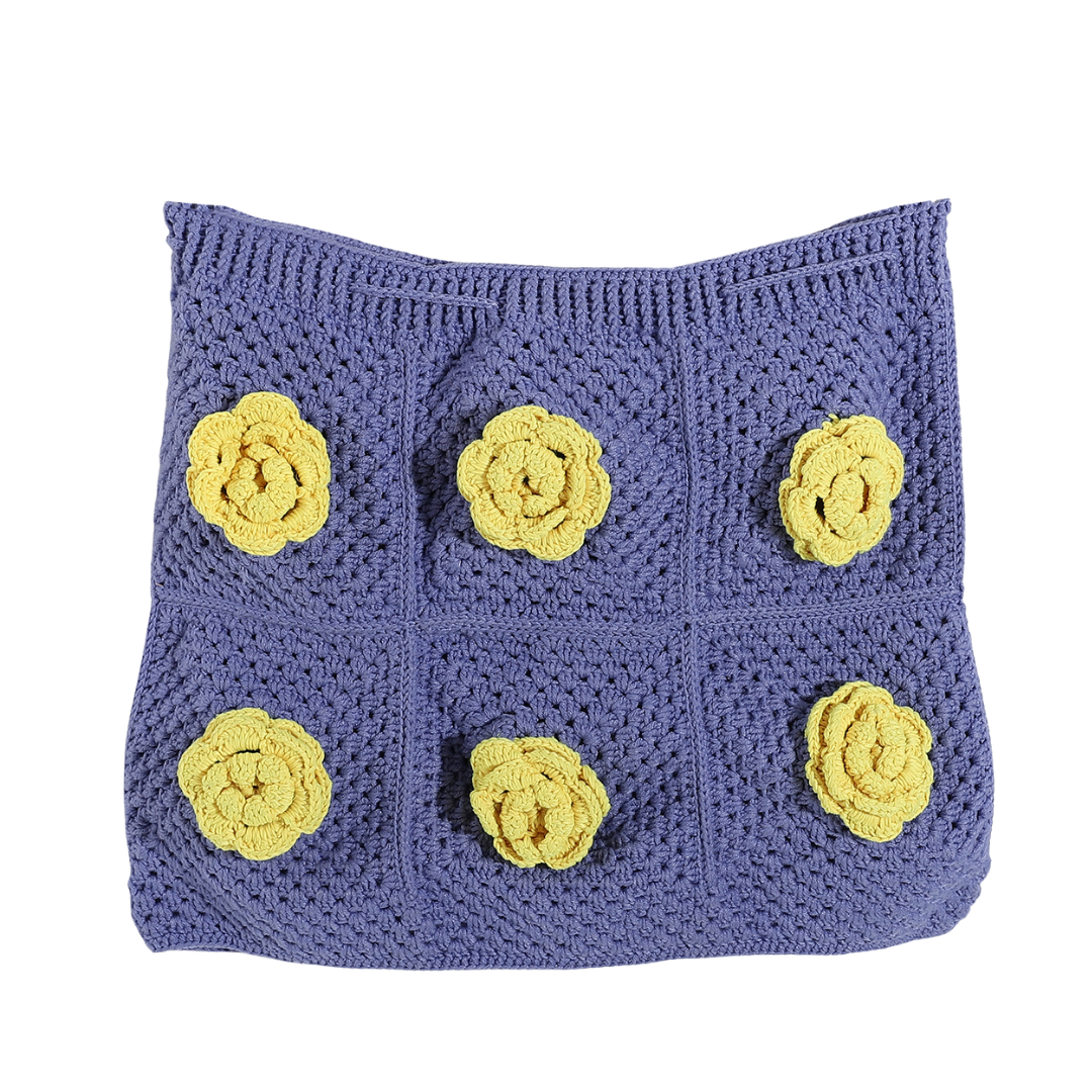 Crochet bag with yellow flowers