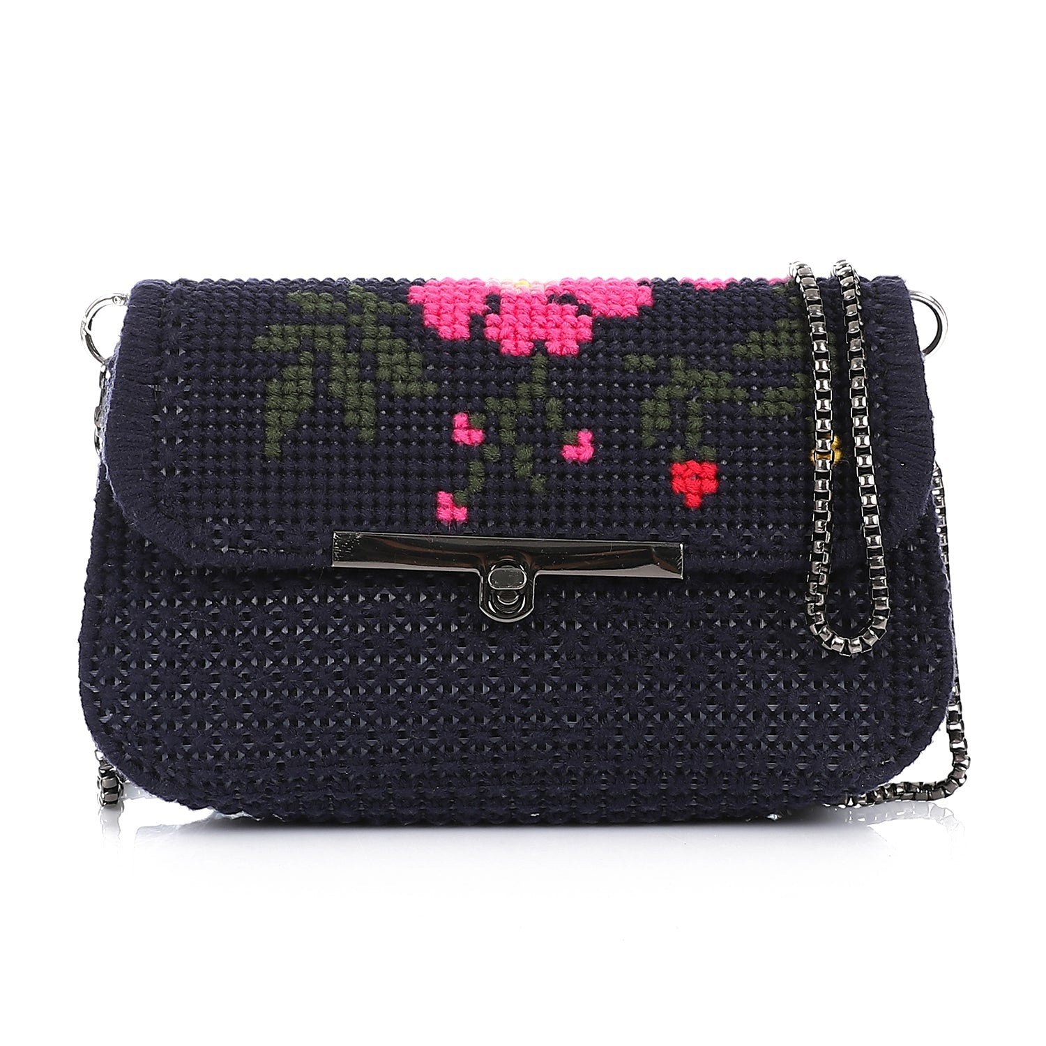 Women’s Embroidered Crochet Crossbody Bag