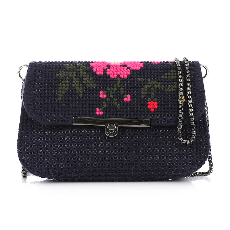 Women’s Embroidered Crochet Crossbody Bag