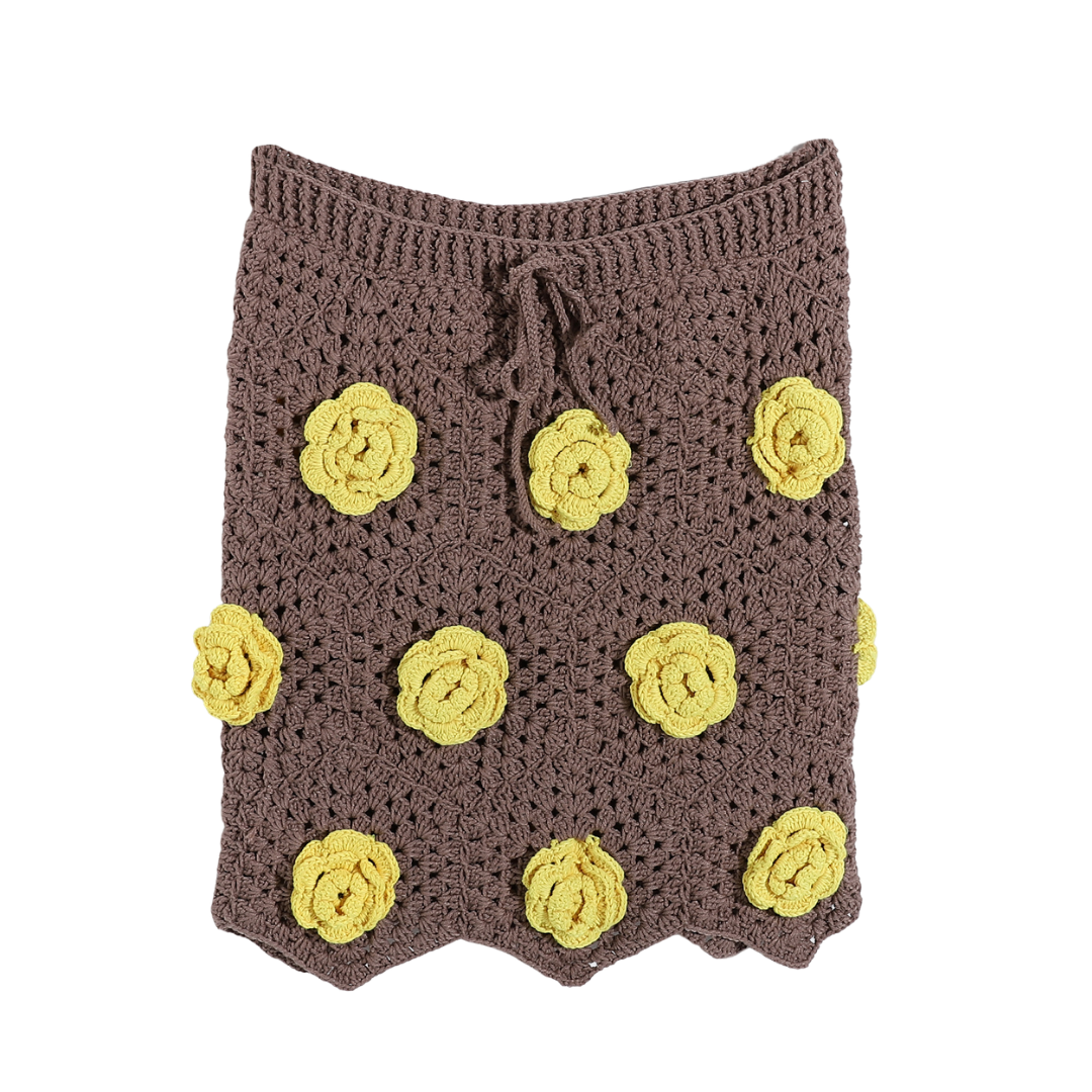 Handmade brown crochet skirt