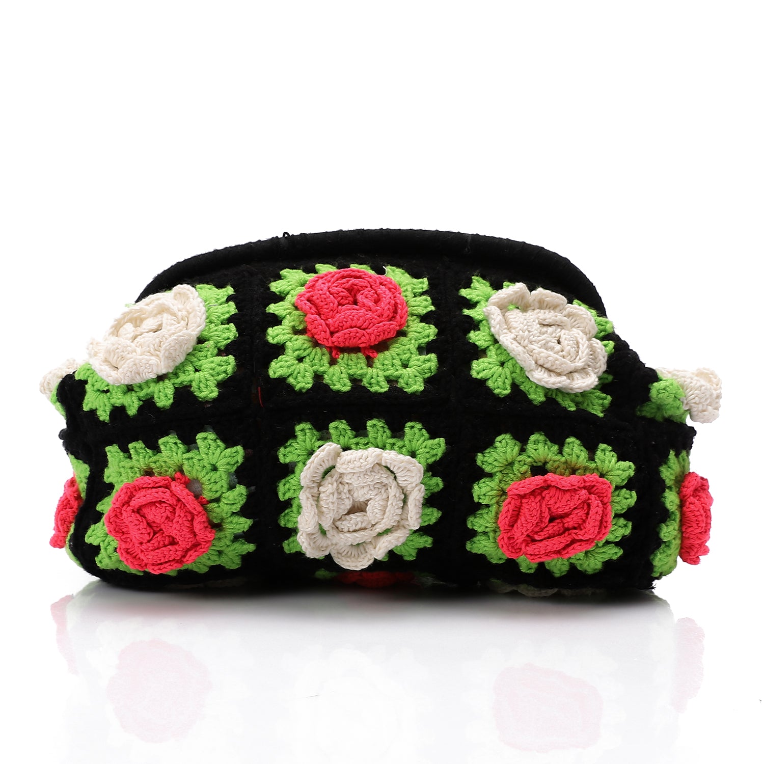 Handmade crochet rose clutch