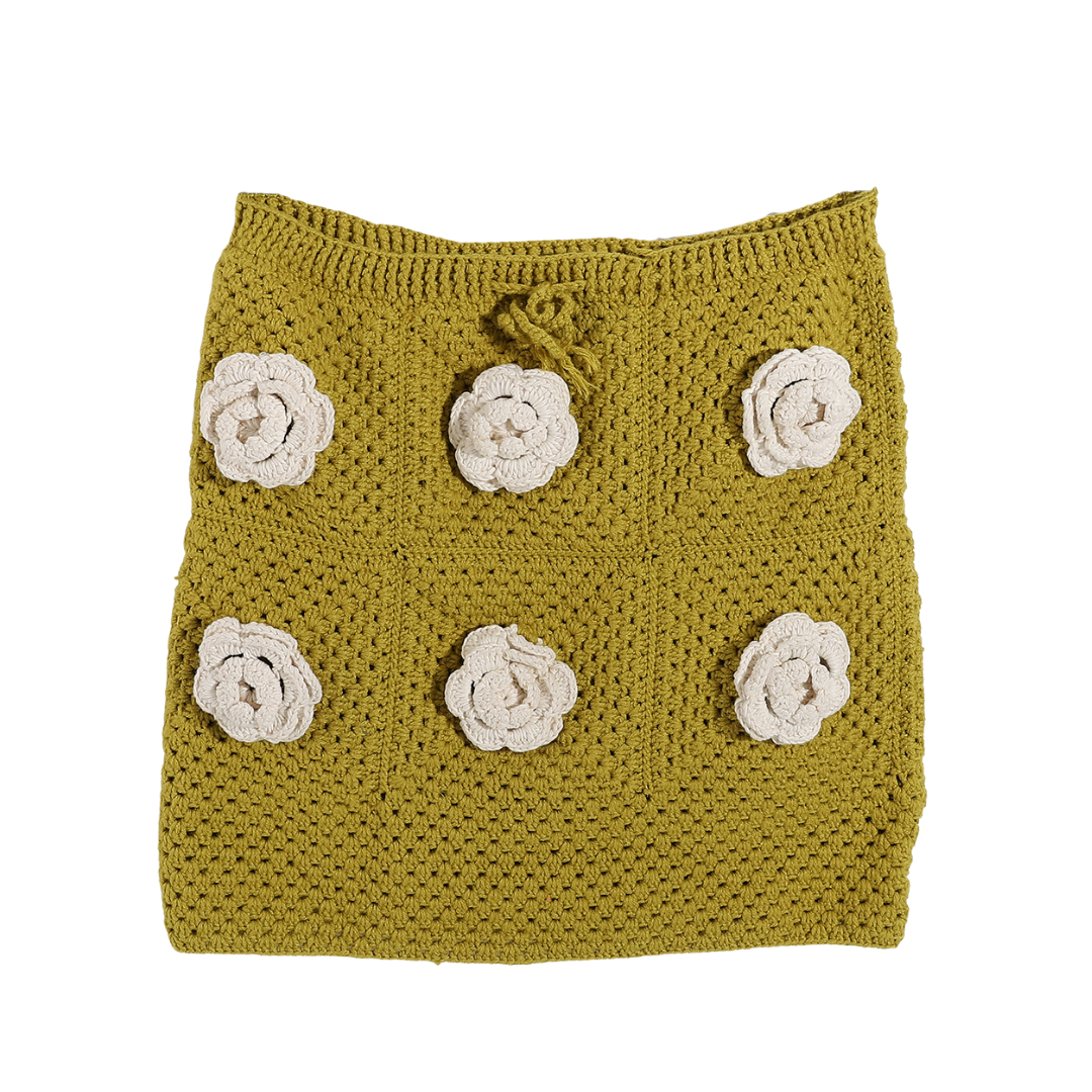 Handmade olive green crochet skirt