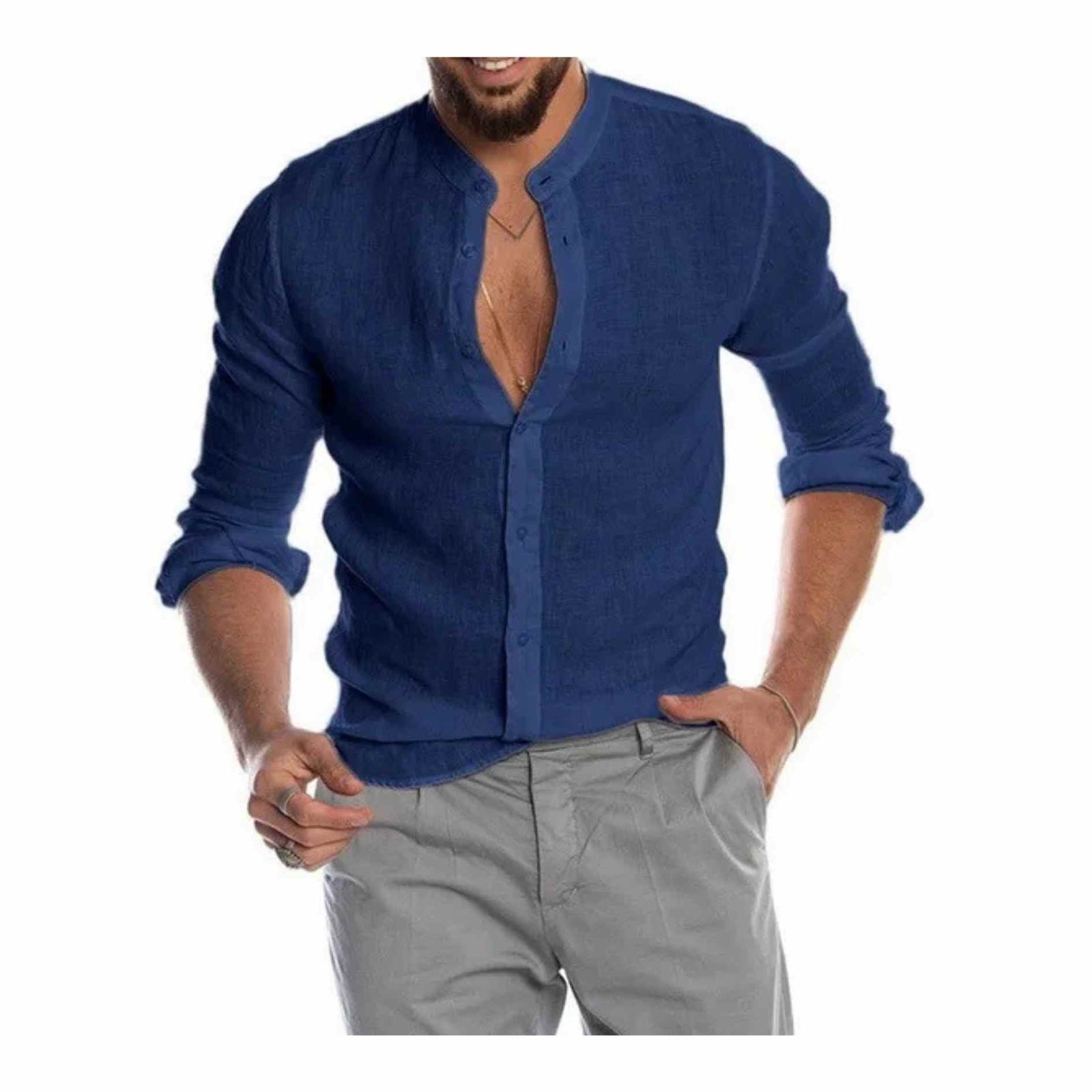Men Linen Button Down Shirts1