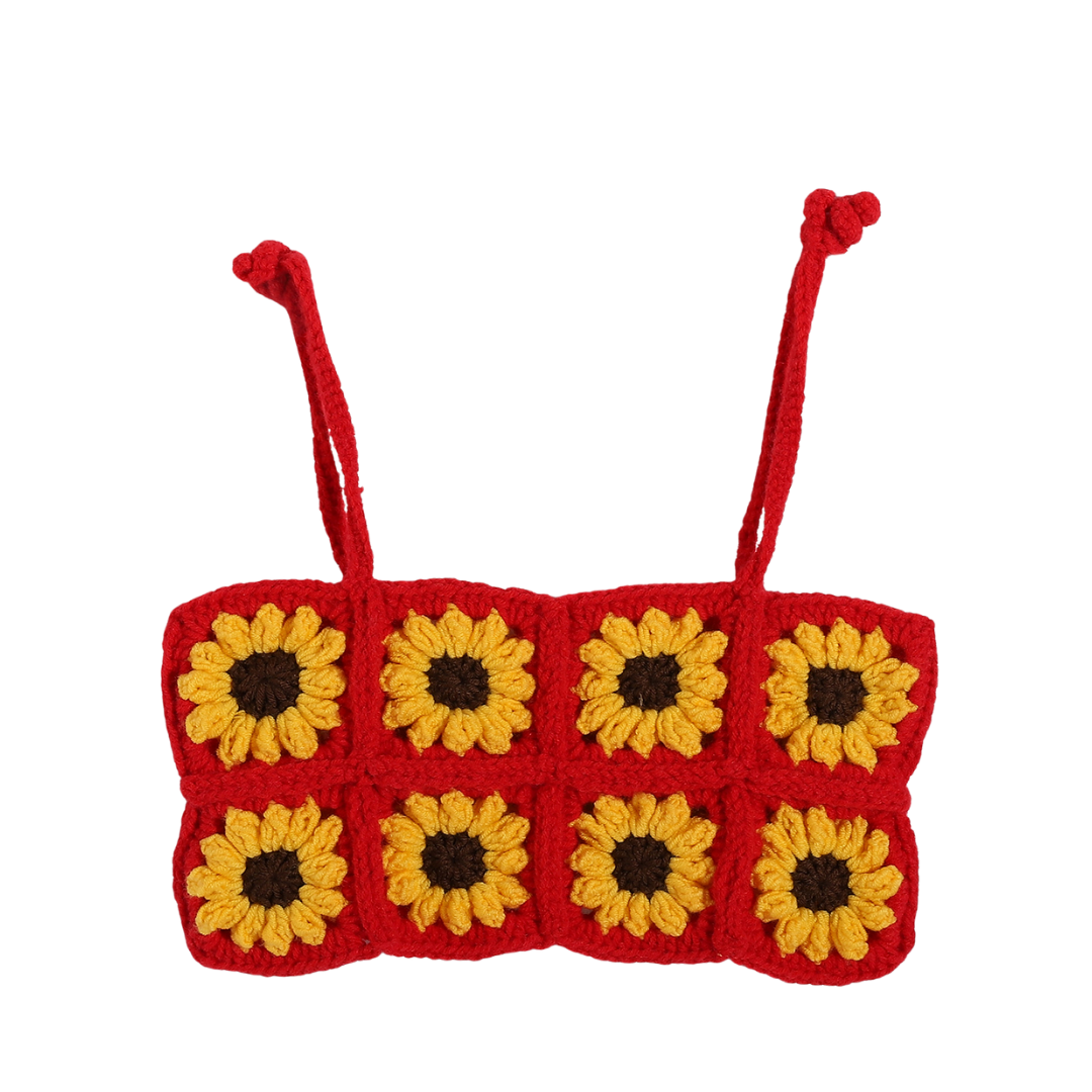 Red crochet crop top and shorts