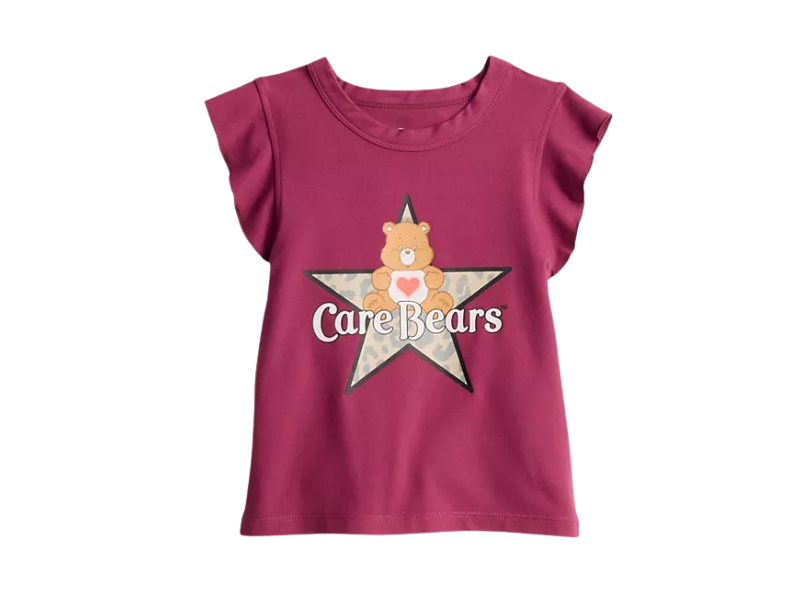 Girls’ Care Bears Star Graphic Flutter Sleeve T-Shirt – Berry Pink