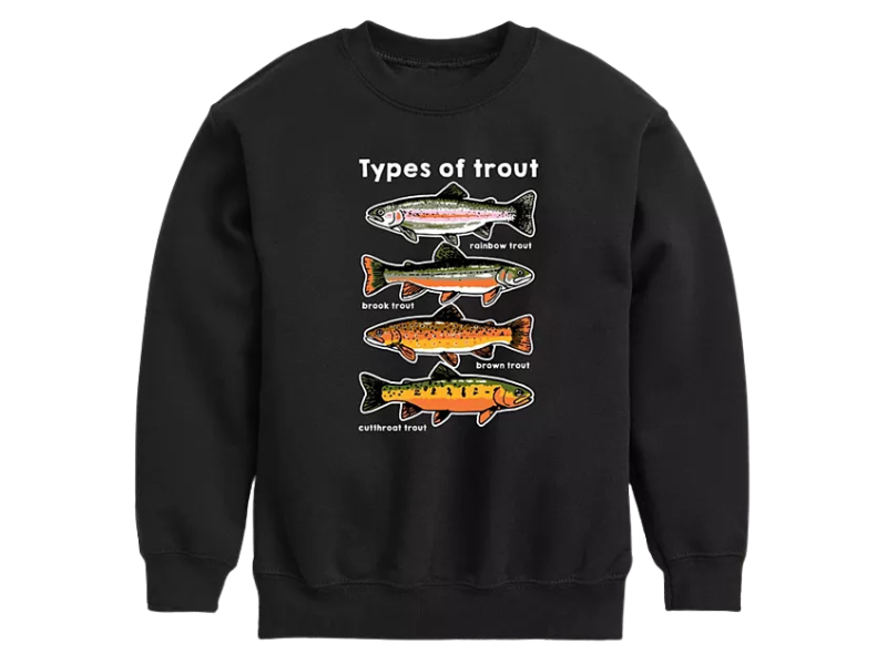 Types of Trout Graphic Crewneck Sweatshirt