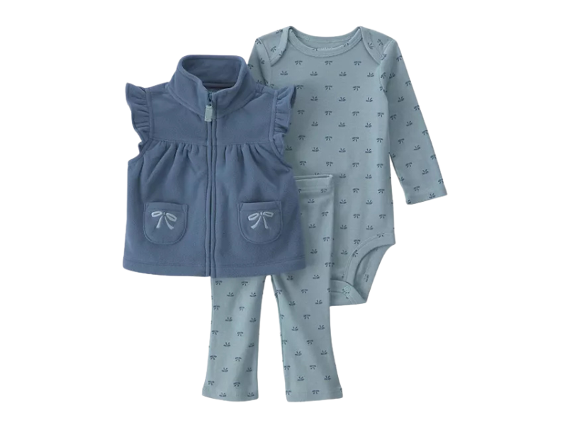 Baby Girls 3-Piece Bodysuit Pants & Ruffle Vest Set