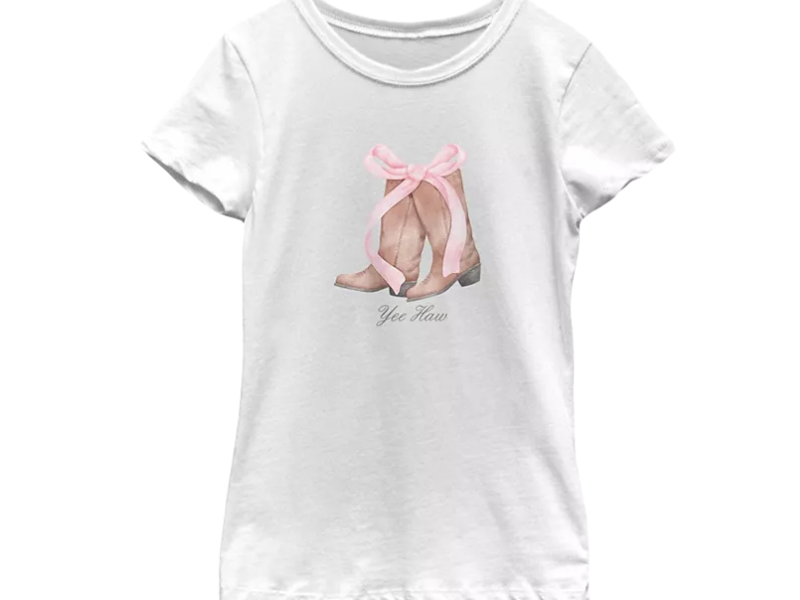Girls’ Cowgirl Boots &amp; Bow Graphic T-Shirt