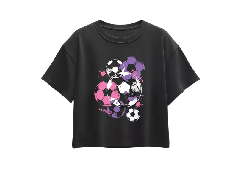 Girls’ Soccer Graphic Cropped T-Shirt – Short Sleeve Sports Tee