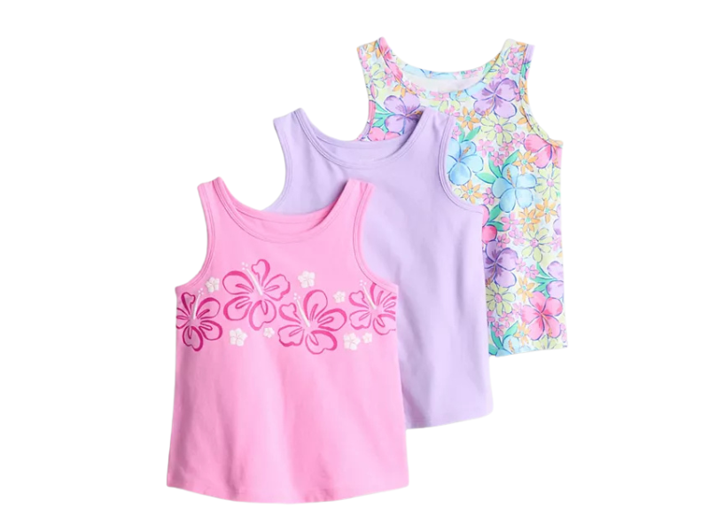 Girls 3-Pack Floral & Butterfly Tank Tops