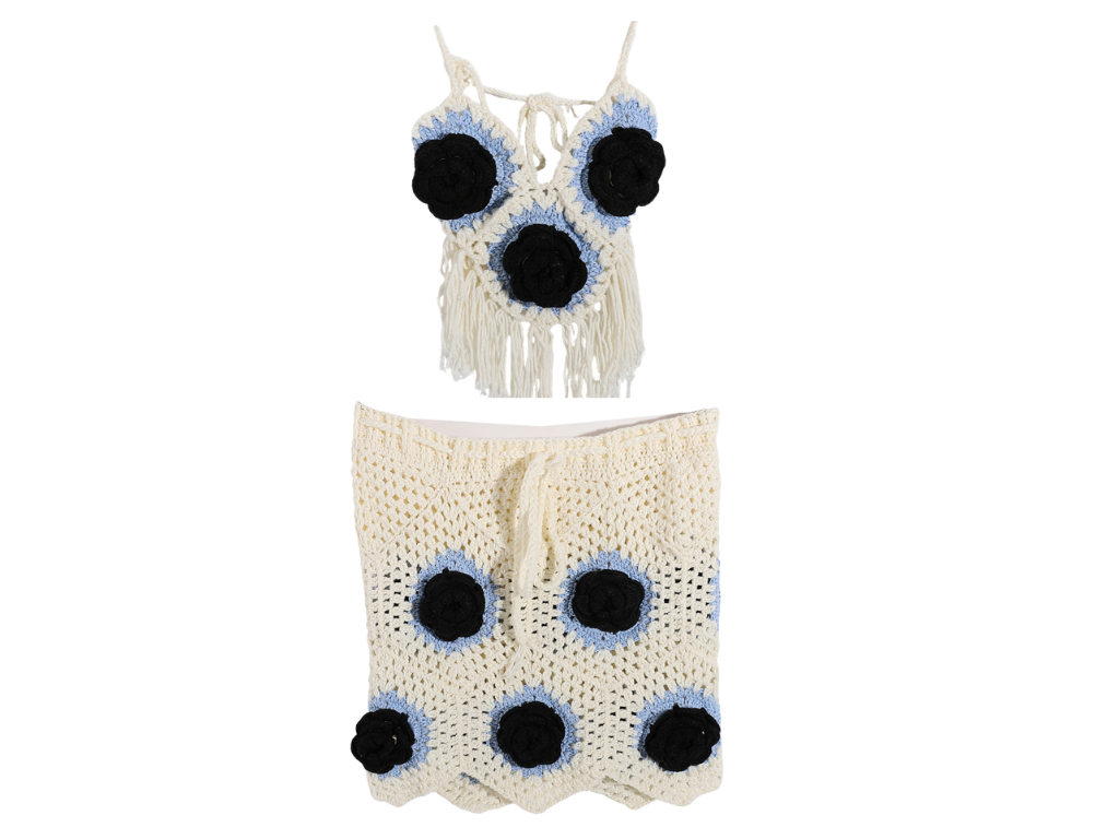 Handmade Crochet Floral Two-Piece Set