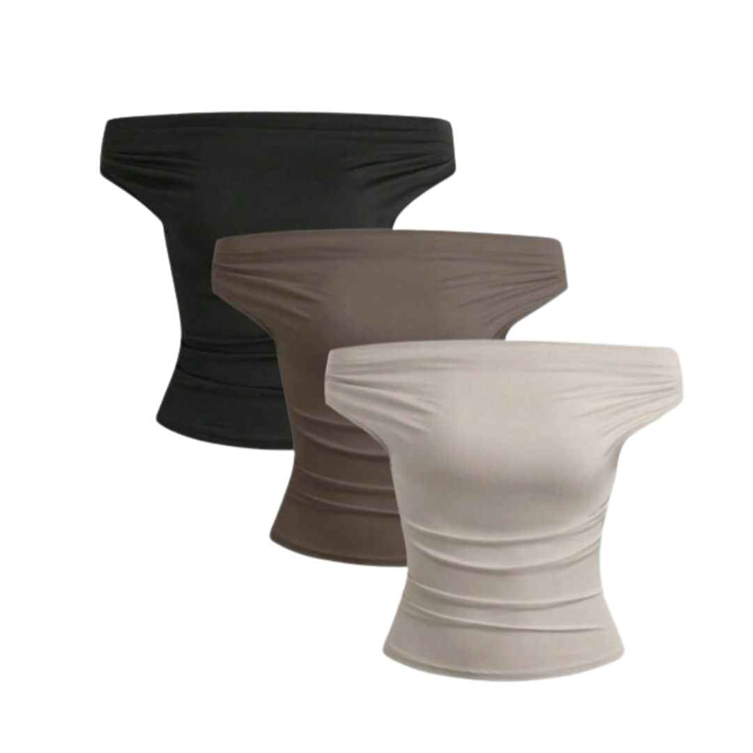 Women Basic Off-Shoulder Tops-Pack of 3