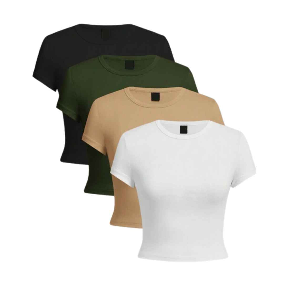 Women Basic Short Sleeve Tee-Pack of 4