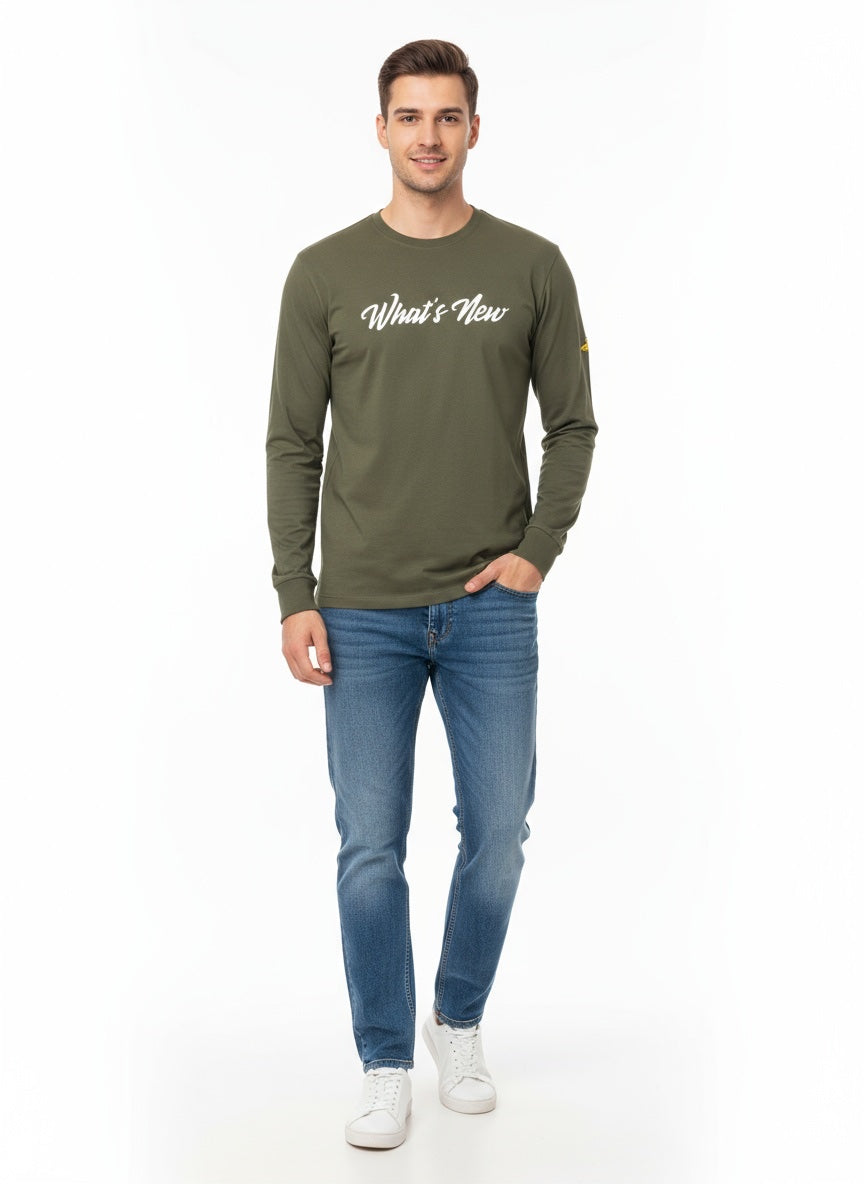 Men’s “What’s New” Long Sleeve Crewneck T-Shirt